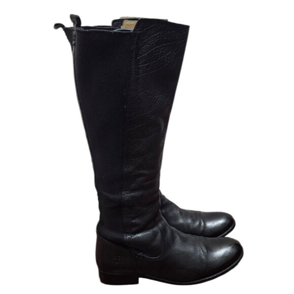 Frye Molly Gore Tall Boots Black Leather Riding Equestrian Style Sz 8B - Picture 4 of 14